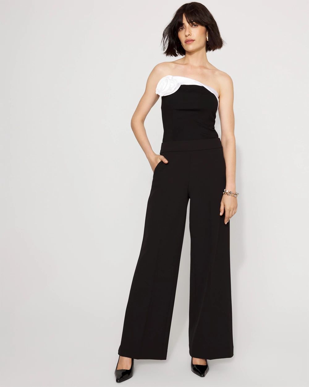High-Rise Flat-Front Wide-Leg Pant