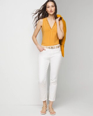 Matte Jersey Lace Notch Neck Tank click to view larger image.