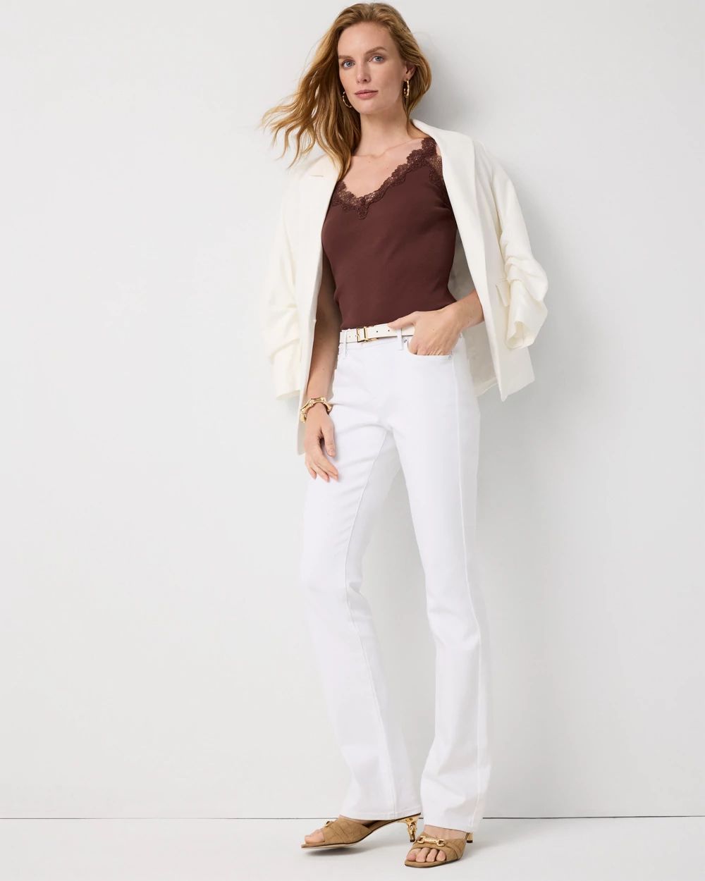 WHBM FORME™ Lace Trim Ribbed Tank click to view larger image.