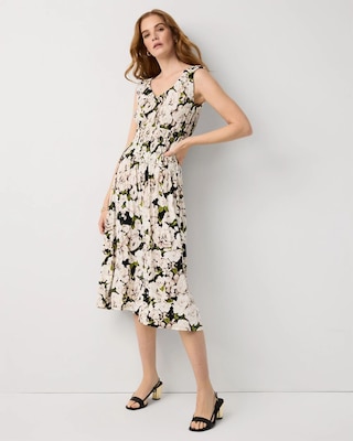 Ruched Fit + Flare Midi Dress