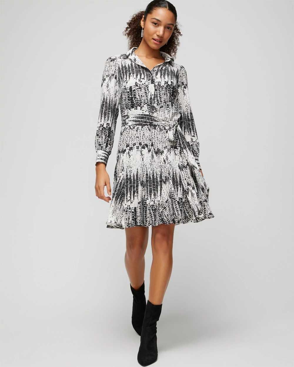 Long Sleeve Godet Shirt Dress White House Black Market