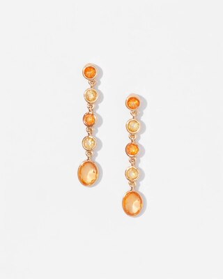 Gold + Peach Crystal Drop Earrings
