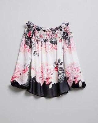 Long-Sleeve Off the Shoulder Ruffle Blouse