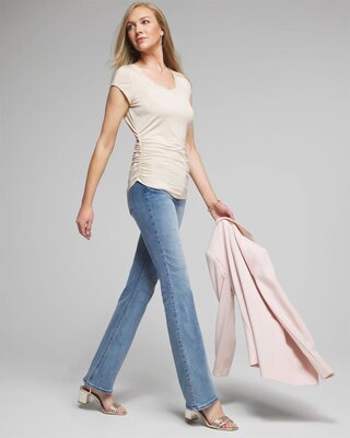 Outlet WHBM Cap Sleeve Side Ruched Tee