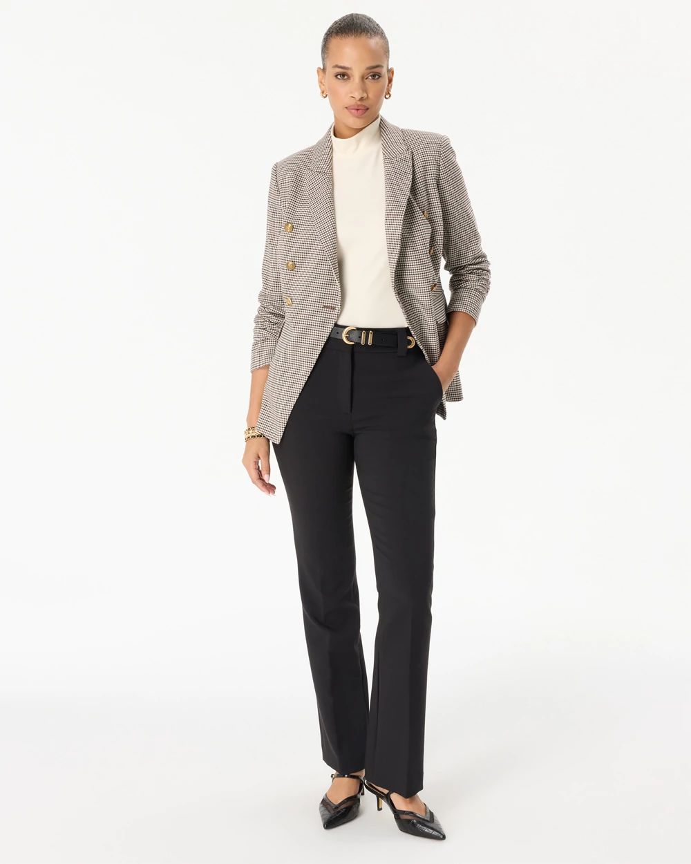 Mock Neck Elbow Sleeve Top click to view larger image.
