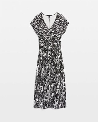 Gathered Waist Short Sleeve Midi Dress click to view larger image.
