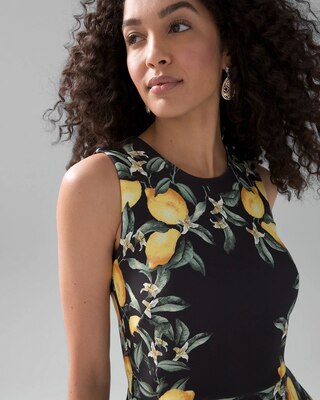 Lemon + Black Scuba Knit Fit & Flare Dress