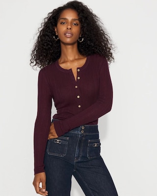 Ribbed Henley Sweater