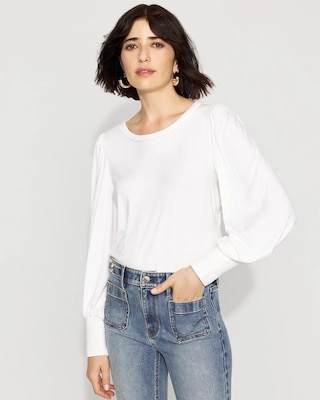 Long Sleeve Tee with Smocked Cuffs