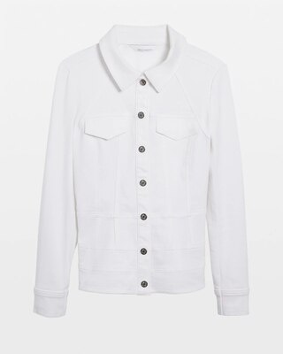 Petite Seamed White Denim Jacket