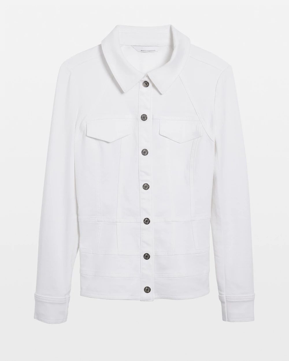 Petite Seamed White Denim Jacket
