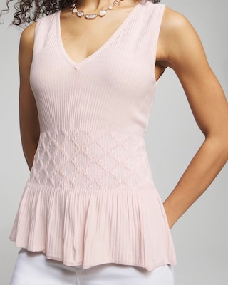 Outlet WHBM Sleeveless Multi Stitch Peplum Top