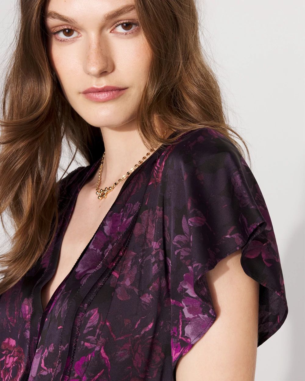 Flutter Sleeve Satin Shell Top