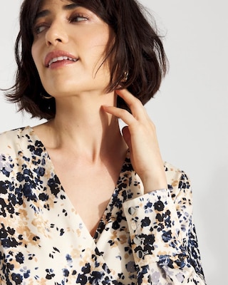 Satin Surplice Tie-Waist Blouse click to view larger image.