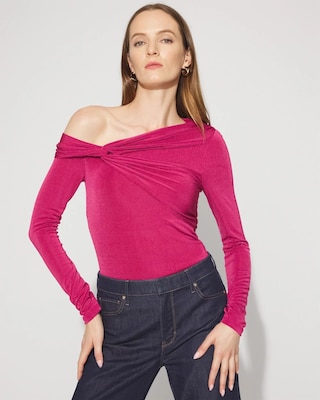 Draped Jersey Top with Twist Details