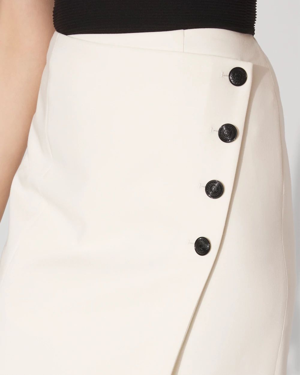 Petite Asymmetric Button Front Pencil Skirt