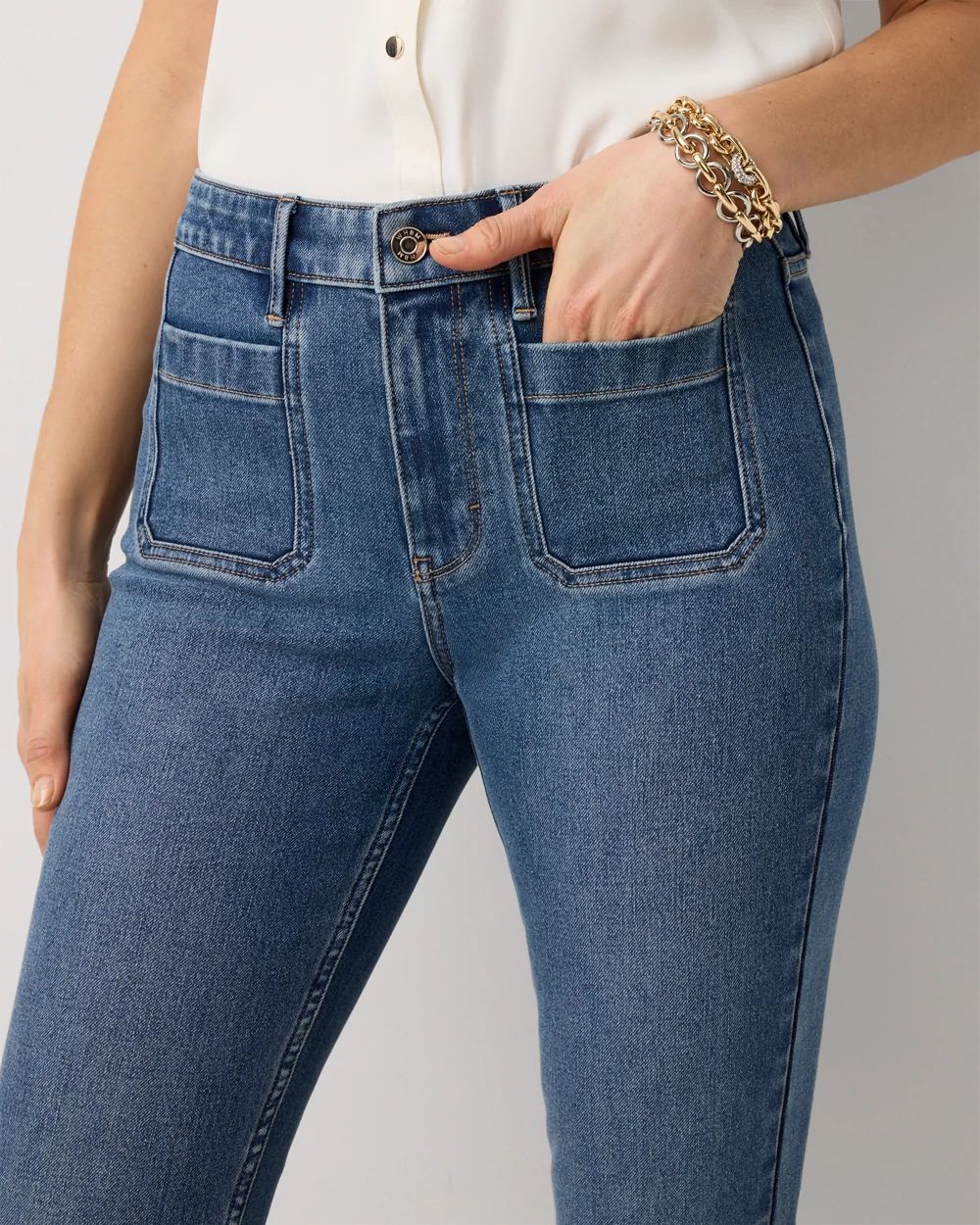 Petite Patch Pocket Skinny Ankle Jean