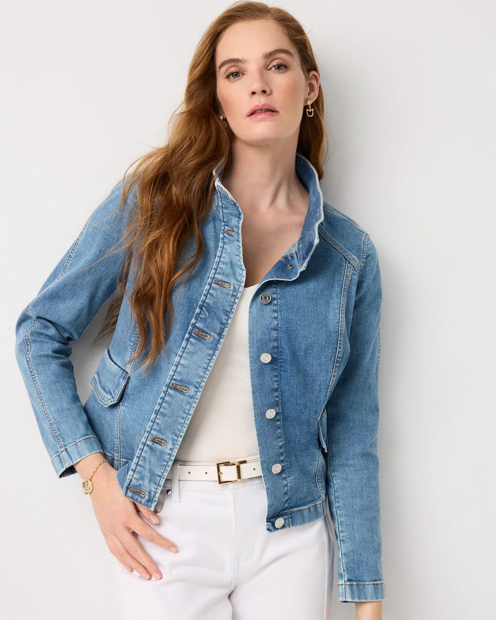 Petite Seamed Featherweight Denim Jacket
