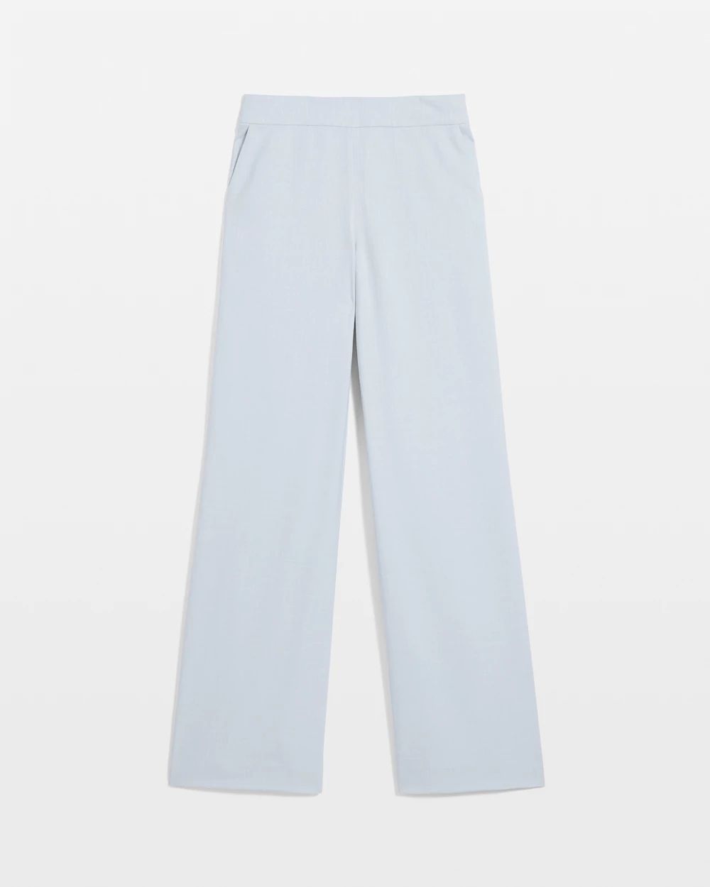 Petite Crosshatch Flat-Front Wide Leg Pants