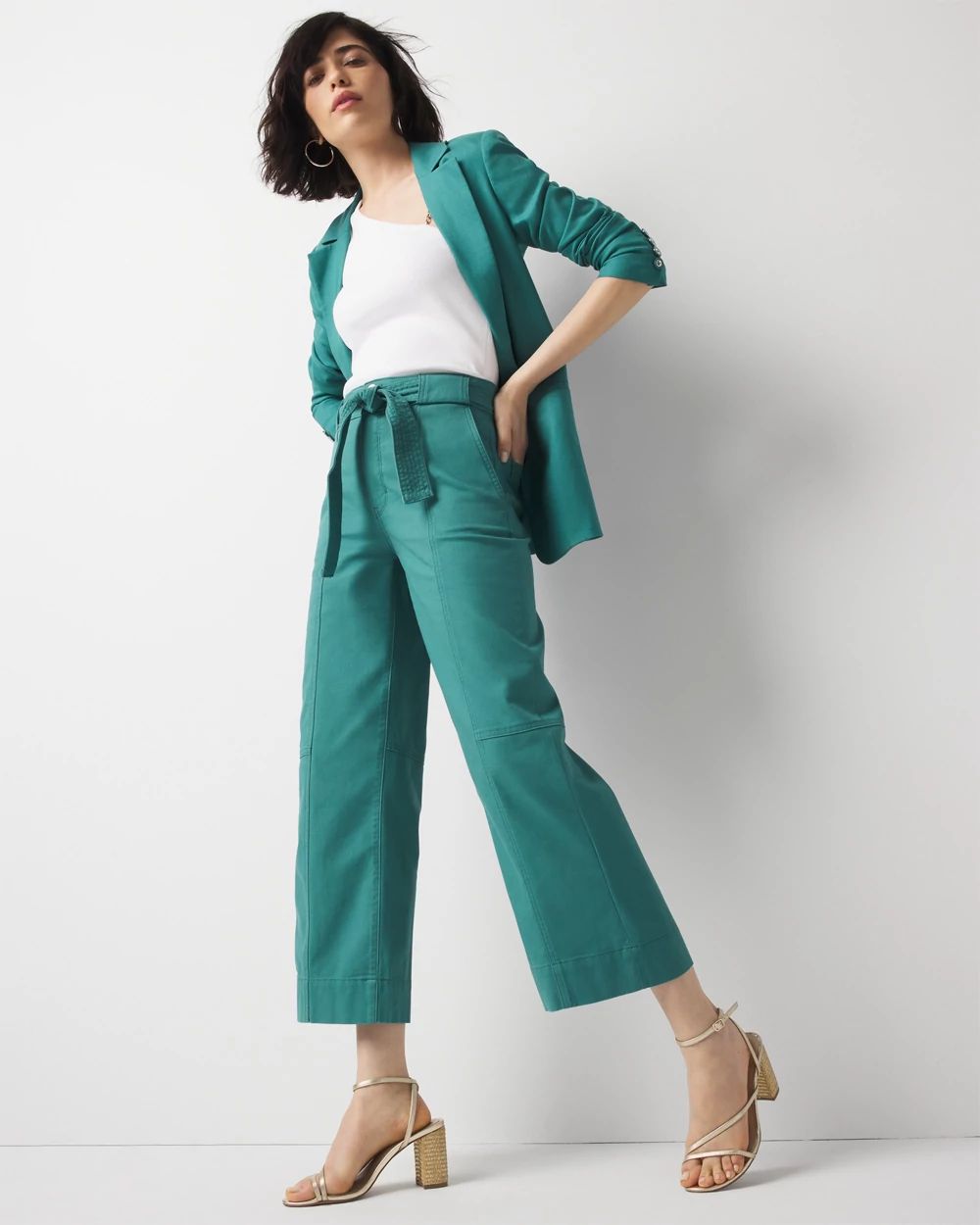 Extra High-Rise Pret Belted Wide Leg Cropped Pant