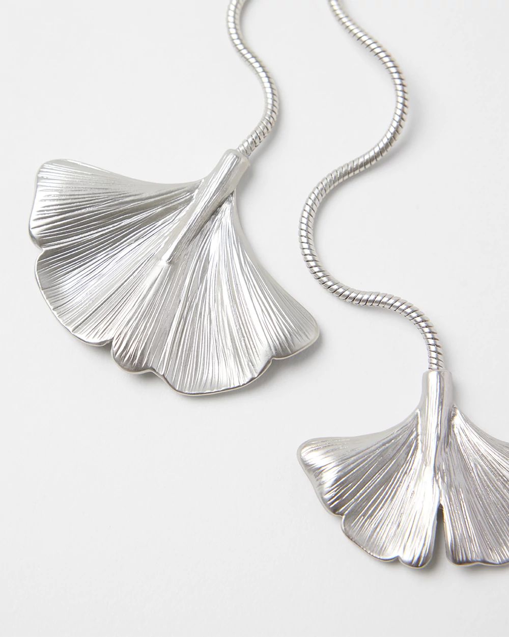 Silvertone Leaf Y-Necklace