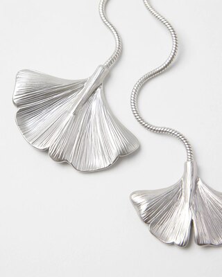Silvertone Leaf Y-Necklace