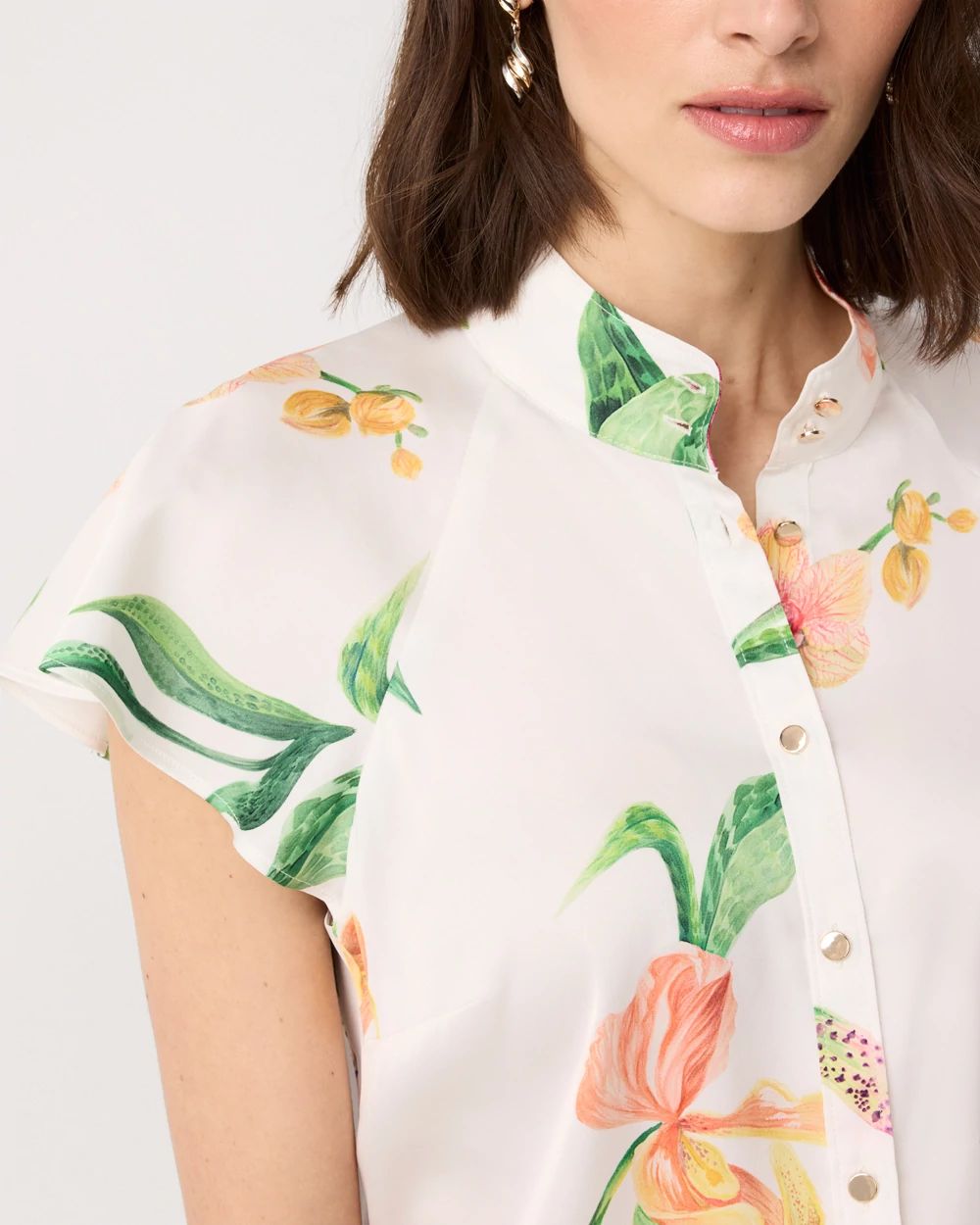 Flutter-Sleeve Satin Shirt