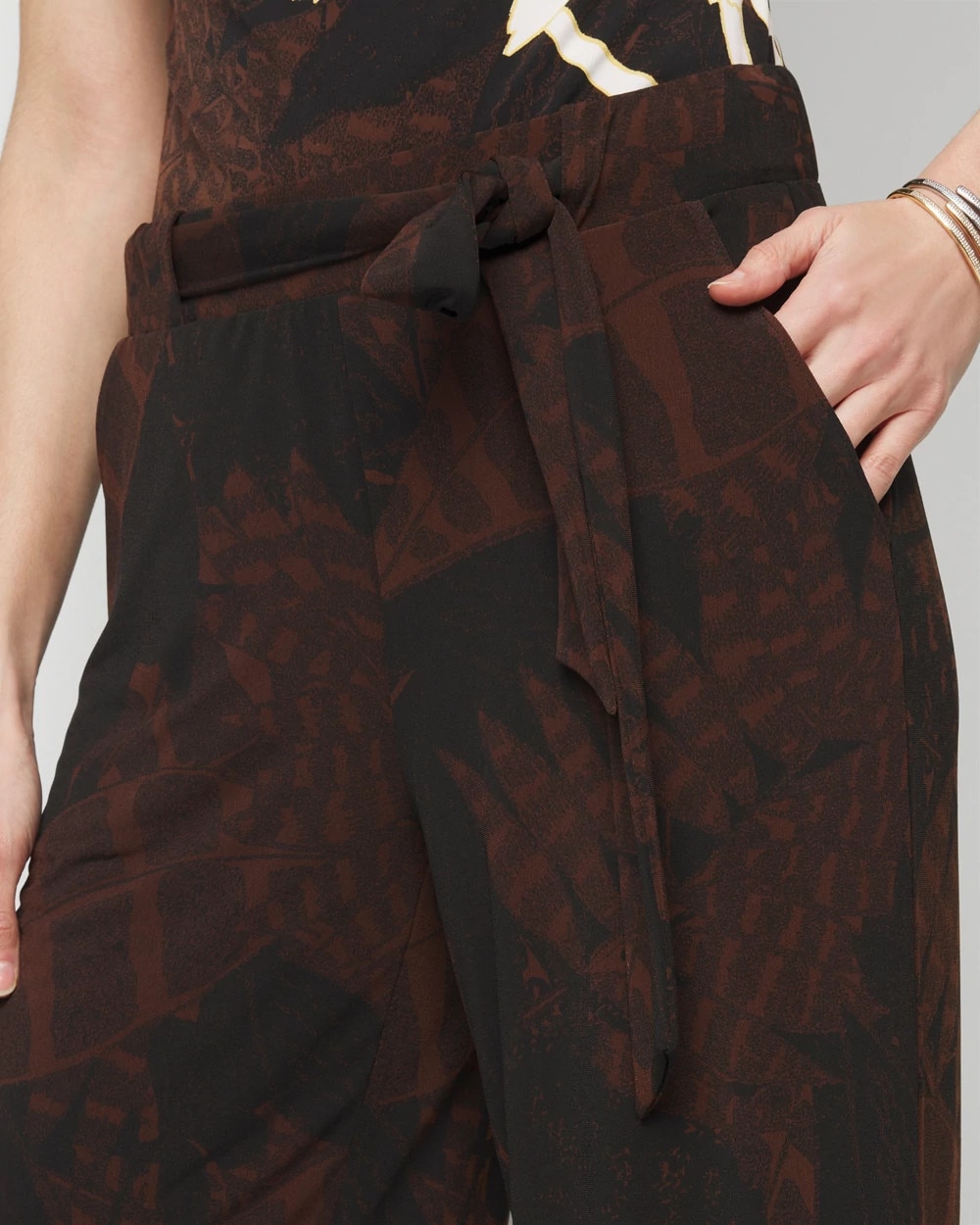 Matte Jersey Wide-Leg Embellished Hem Pant