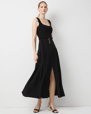 Pleated Crepe Maxi Shirt