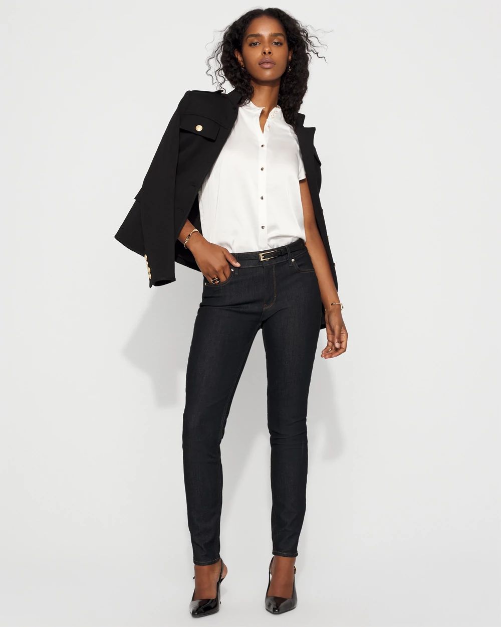 Flutter-Sleeve Satin Shirt