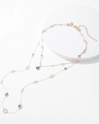 Gold Convertible Multi-Crystal Multi-Strand Necklace
