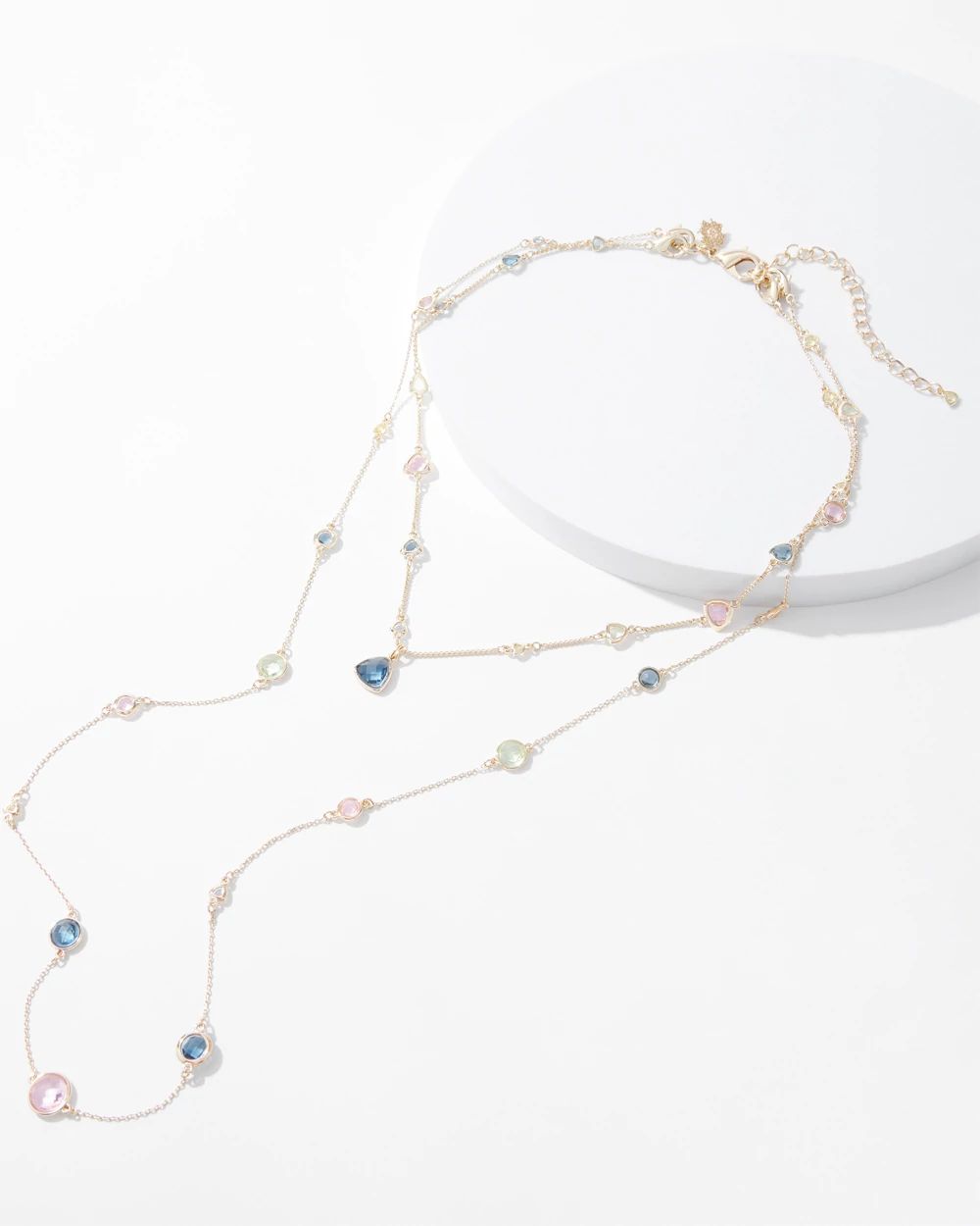 Gold Convertible Multi-Crystal Multi-Strand Necklace