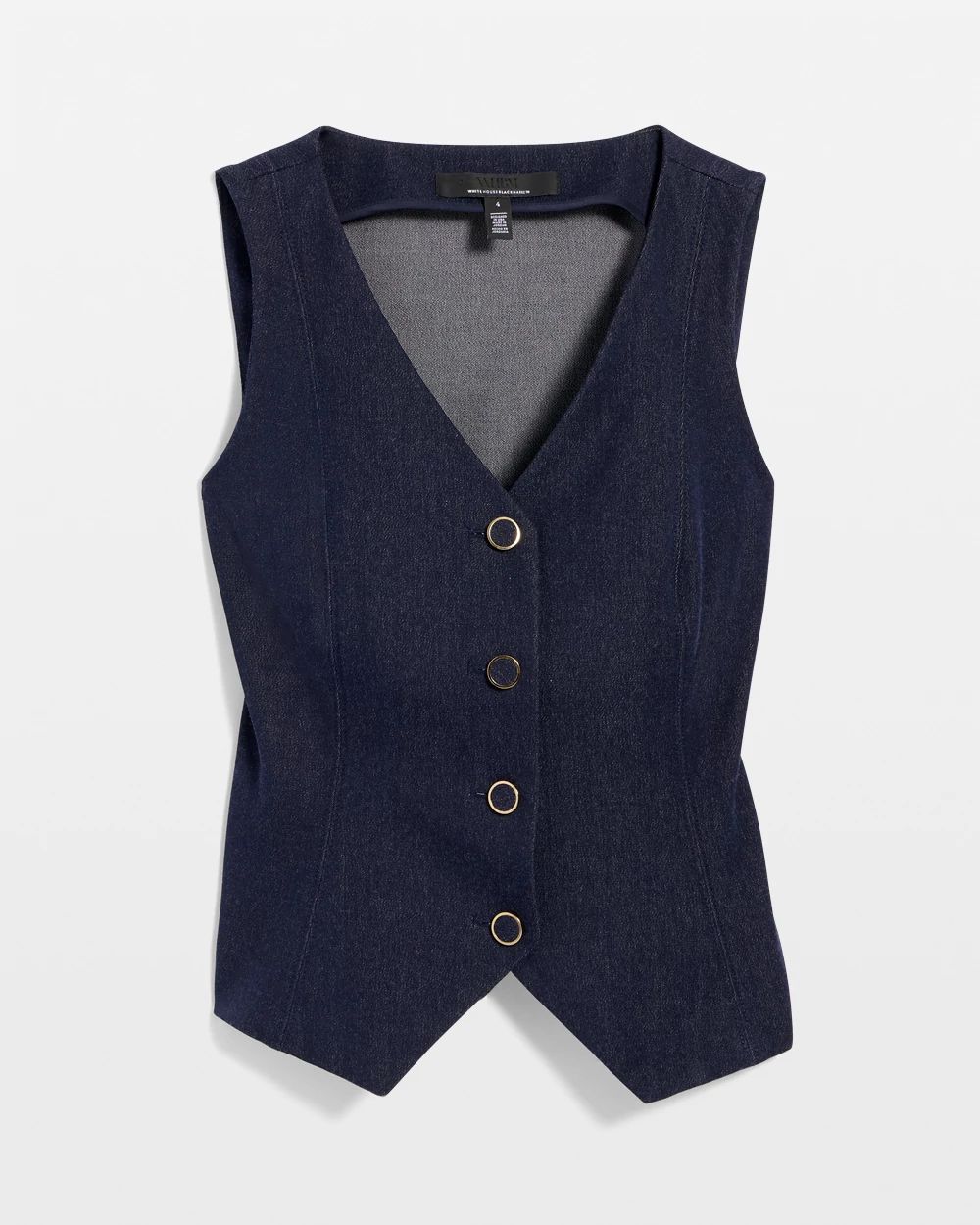 Denim-Look Four-Button Vest click to view larger image.