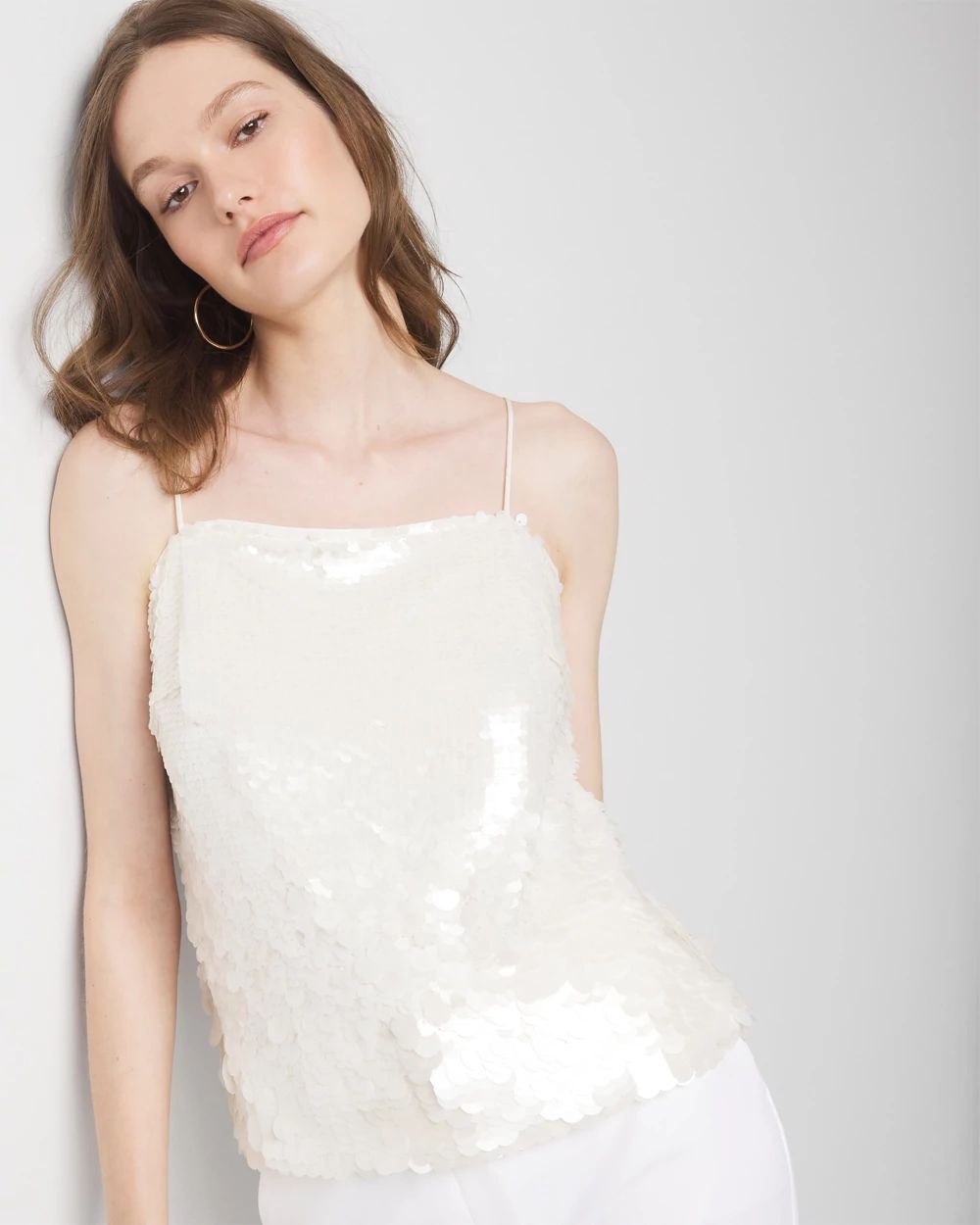 Petite Sequin Mesh Camisole