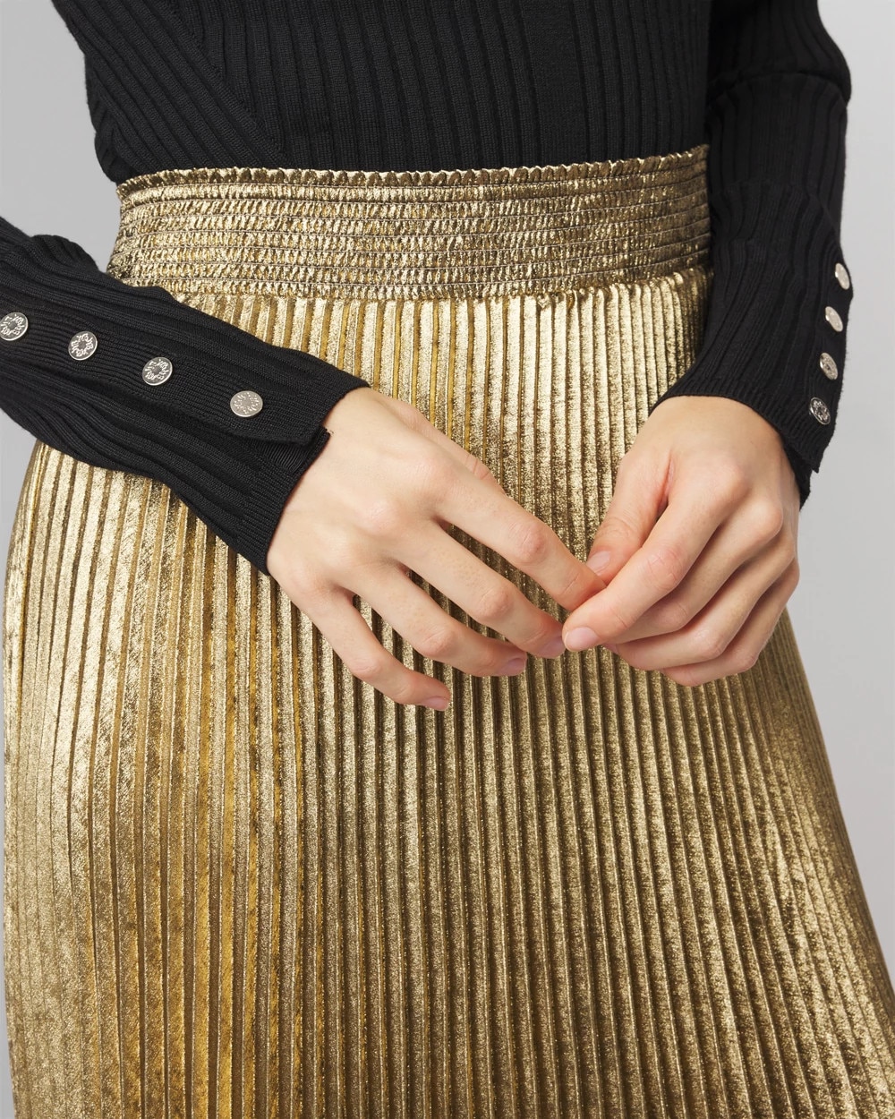 Metallic Pleated Skirt