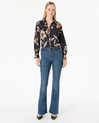 Petite Snap Pocket High-Rise Flare Jean