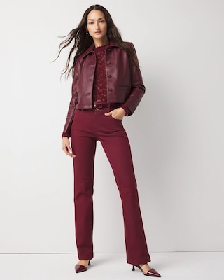 Button-Front Faux Leather Jacket click to view larger image.