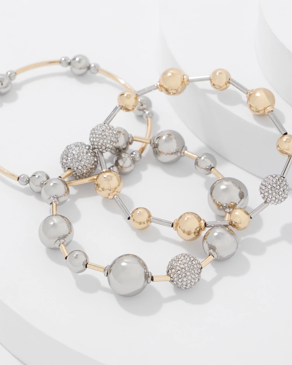 Ball Chain + Pavé 3-Pack Stretch Bracelets