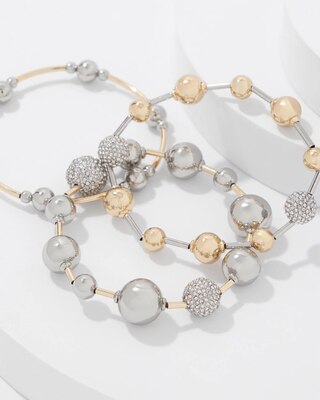 Ball Chain + Pavé 3-Pack Stretch Bracelets