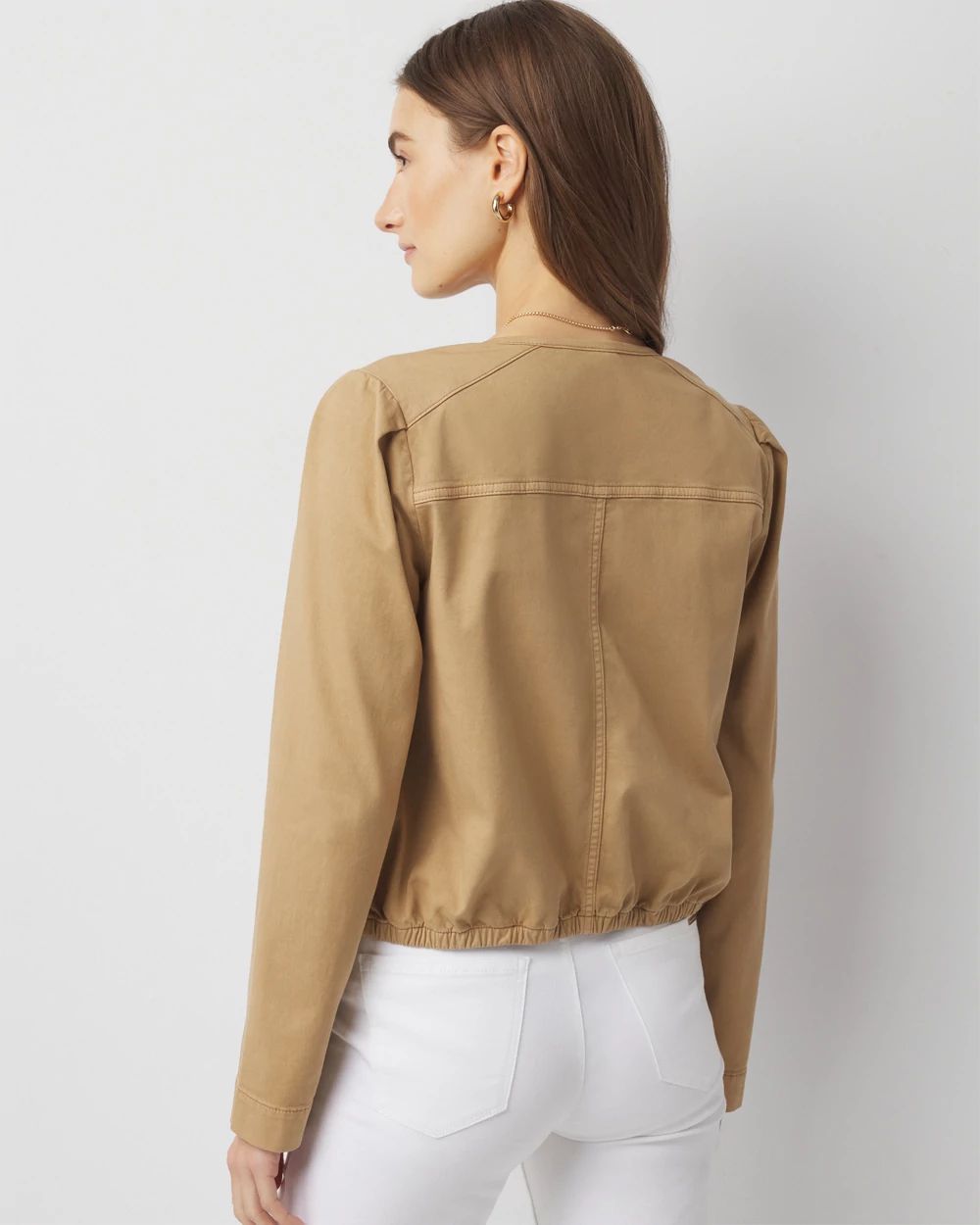 Petite Puff Sleeve Bomber Jacket