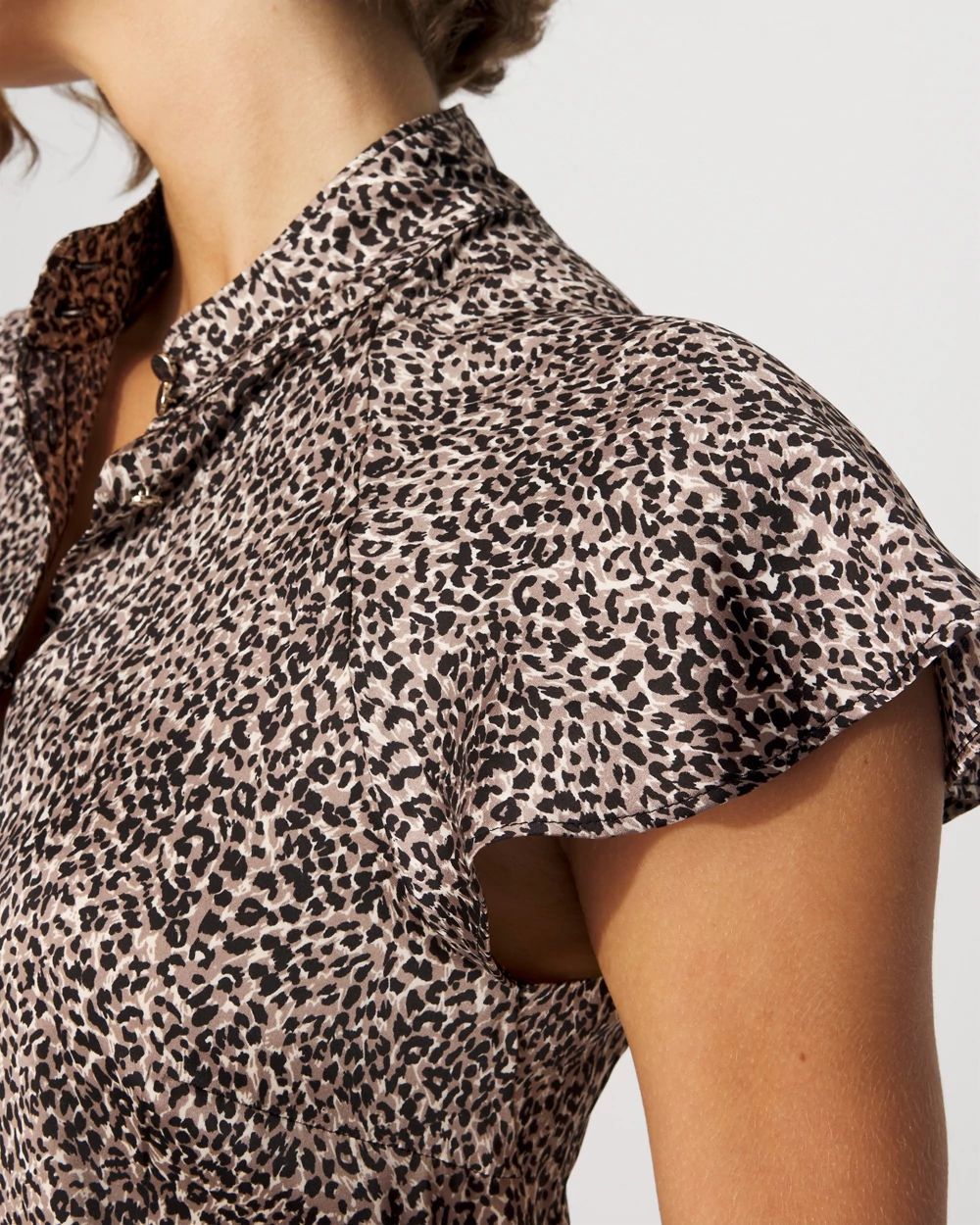 Flutter-Sleeve Satin Shirt click to view larger image.