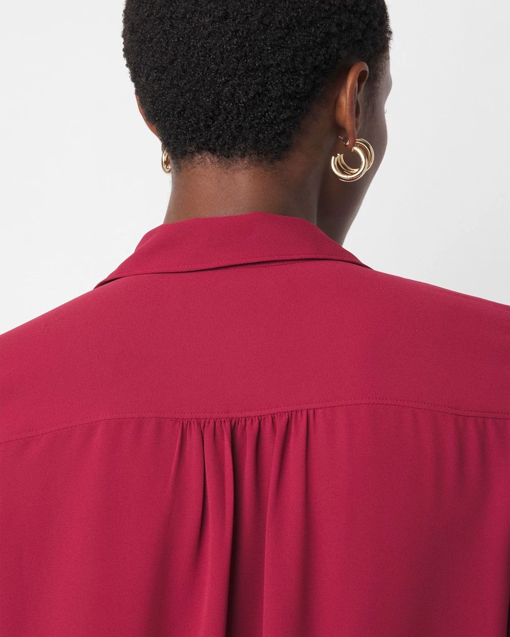 Petite Long Sleeve Soft Shirt with Piping