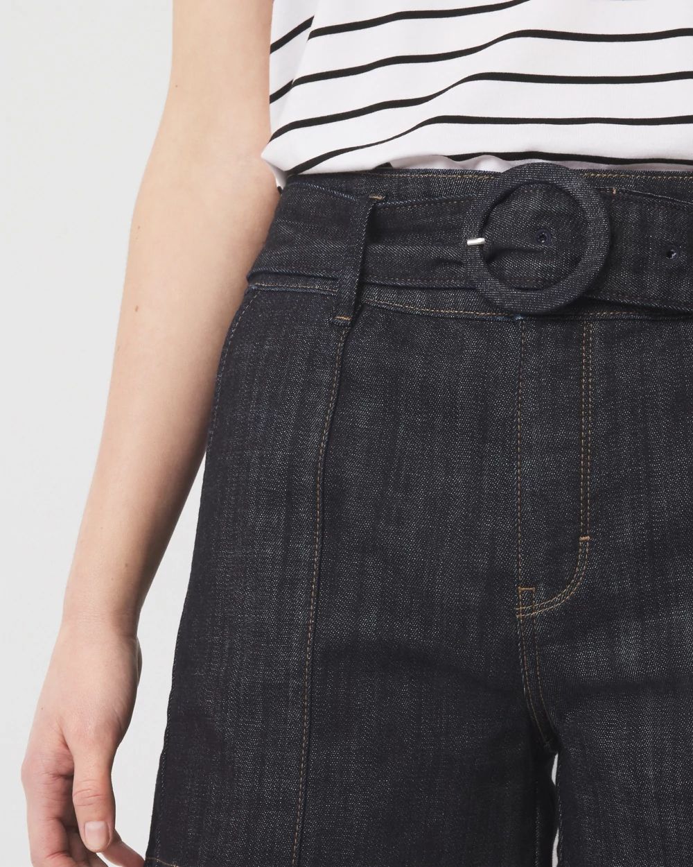 Petite Extra High-Rise Belted Denim Short