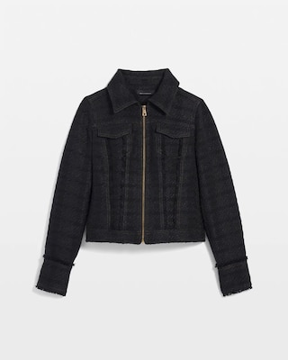 Cropped Tweed Trucker Jacket click to view larger image.