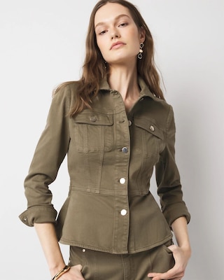 Denim Peplum Jacket click to view larger image.