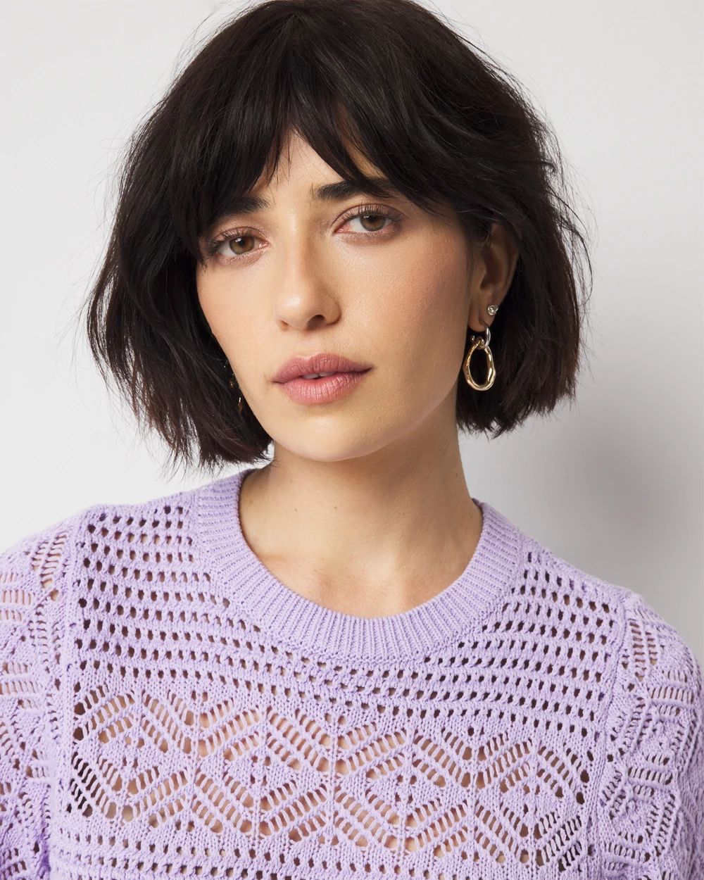 Puff Sleeve Pointelle Sweater