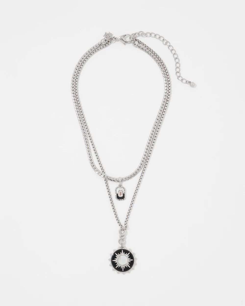 Silver Onyx Charm Necklace