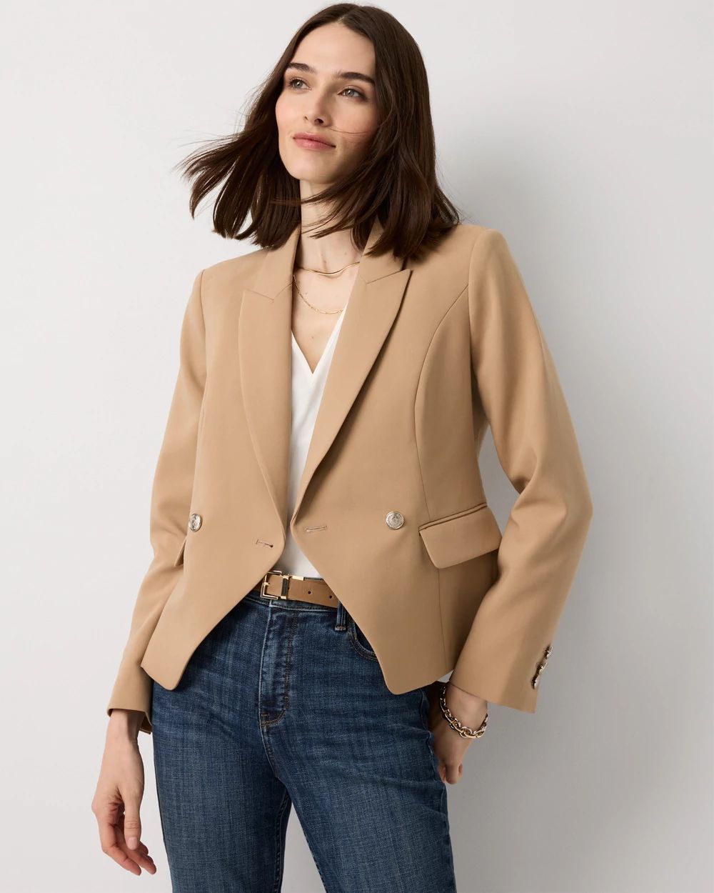 Cropped Double Button Blazer