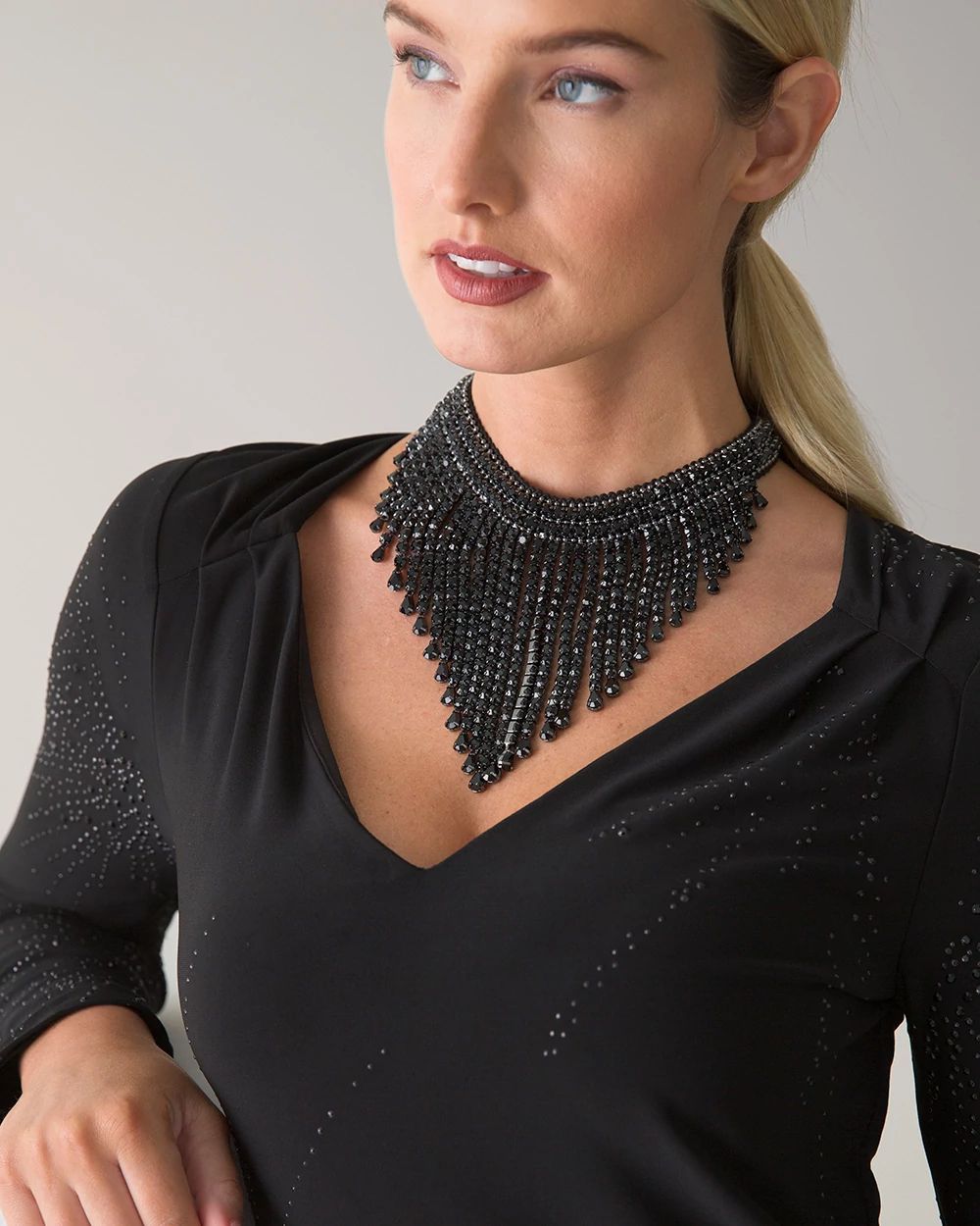 Statement necklace for black dress top