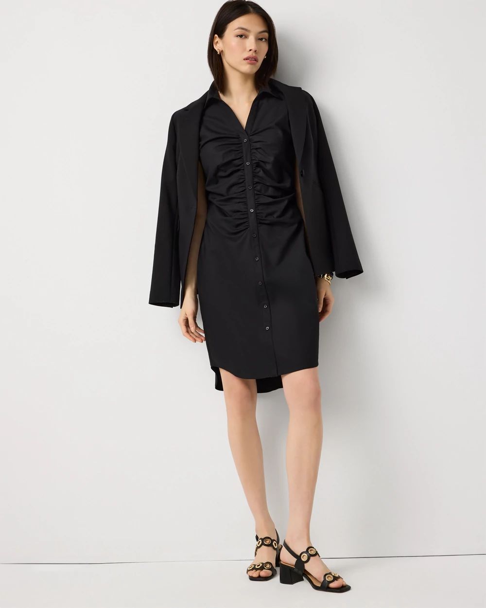 Petite Ruched Shirt Dress click to view larger image.